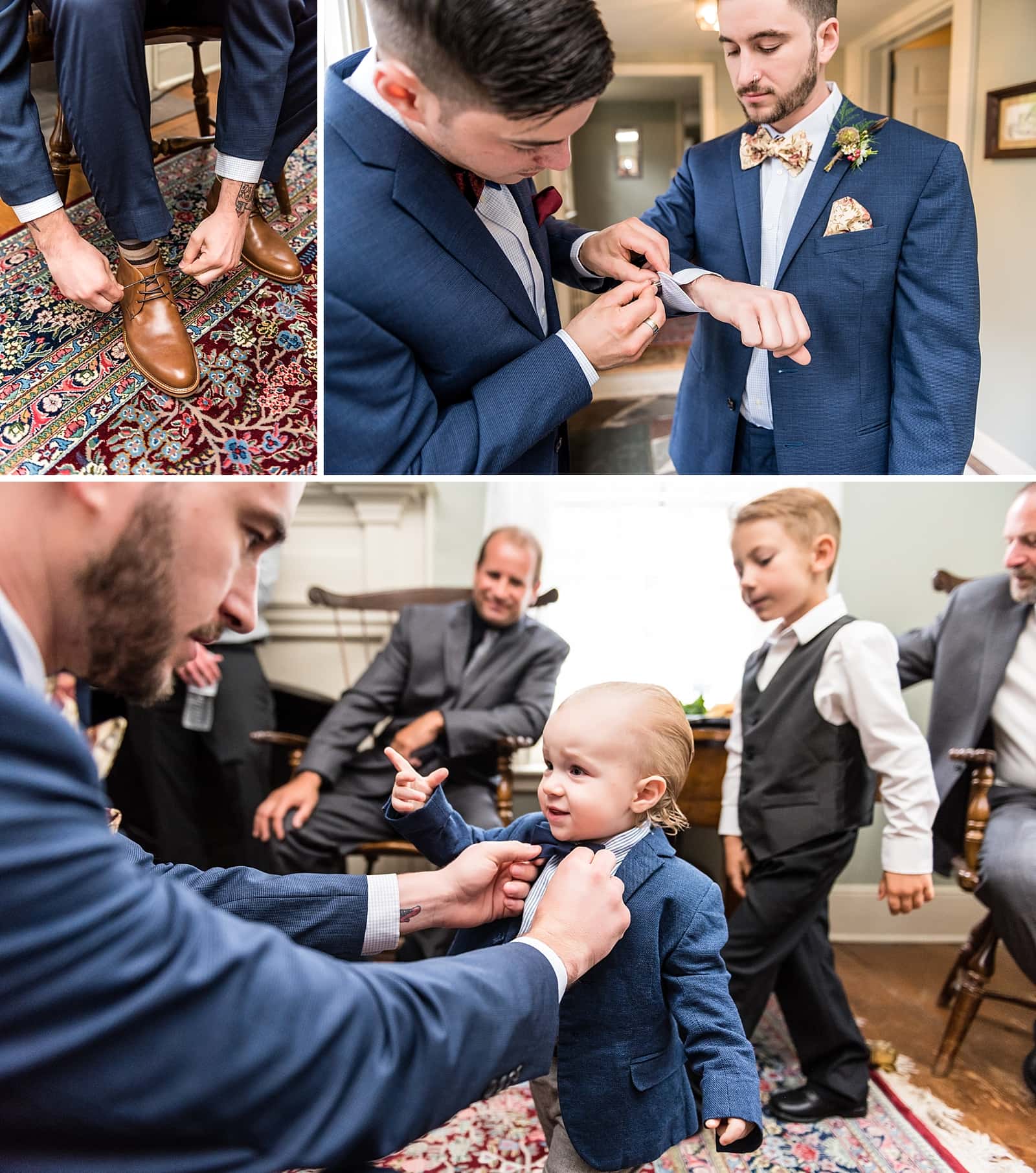 Groom getting ready at the Inn at Millrace Pond