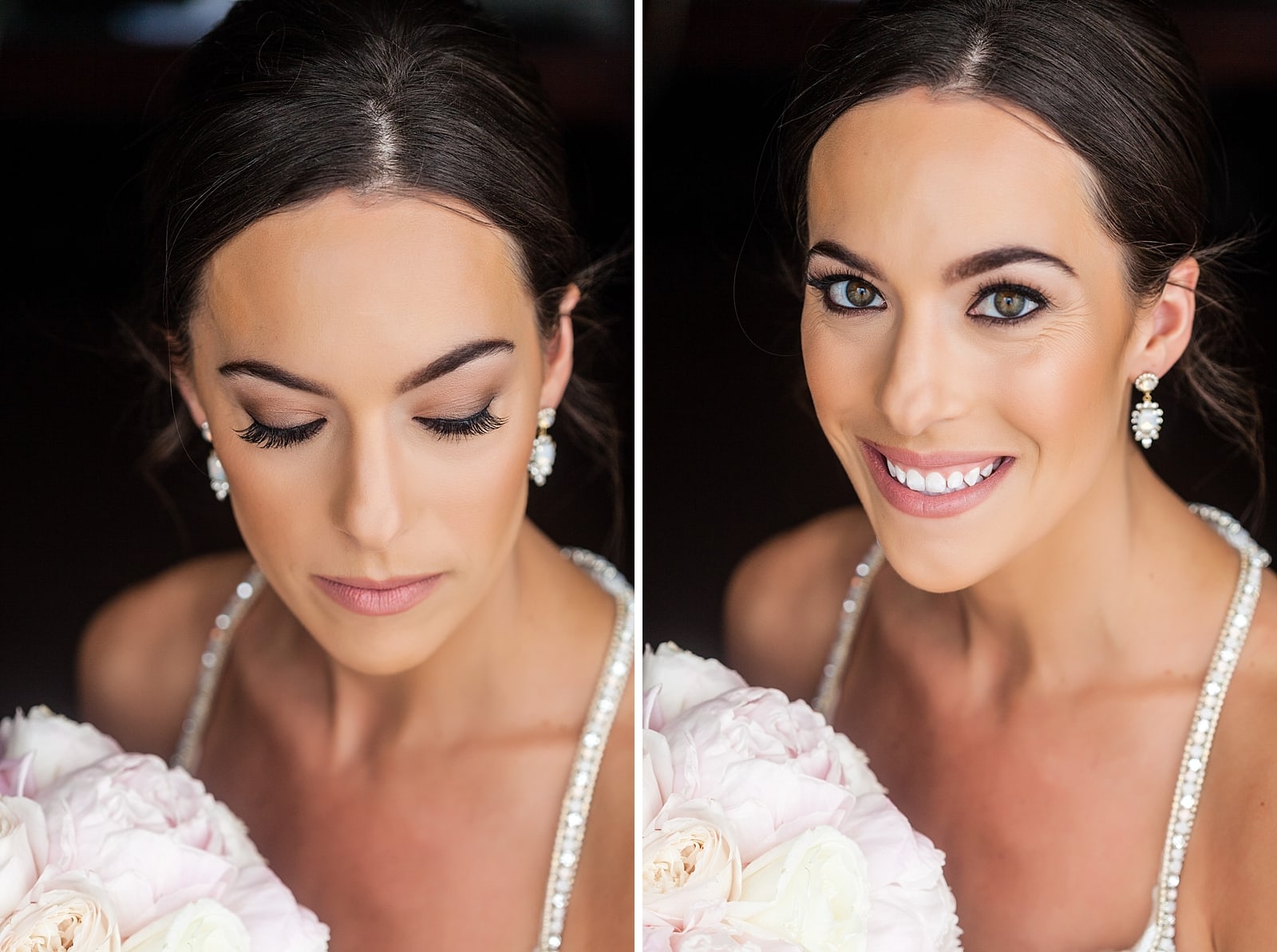 bridal portrait, bridal bouquet, wedding portrait, bridal makeup