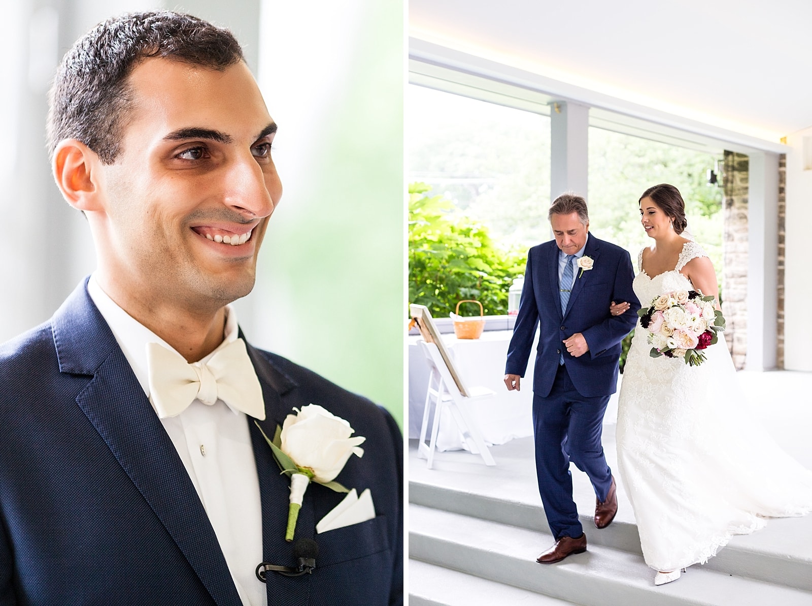 Wedding ceremony, bride walking down the aisle, father of the bride, giving away bride