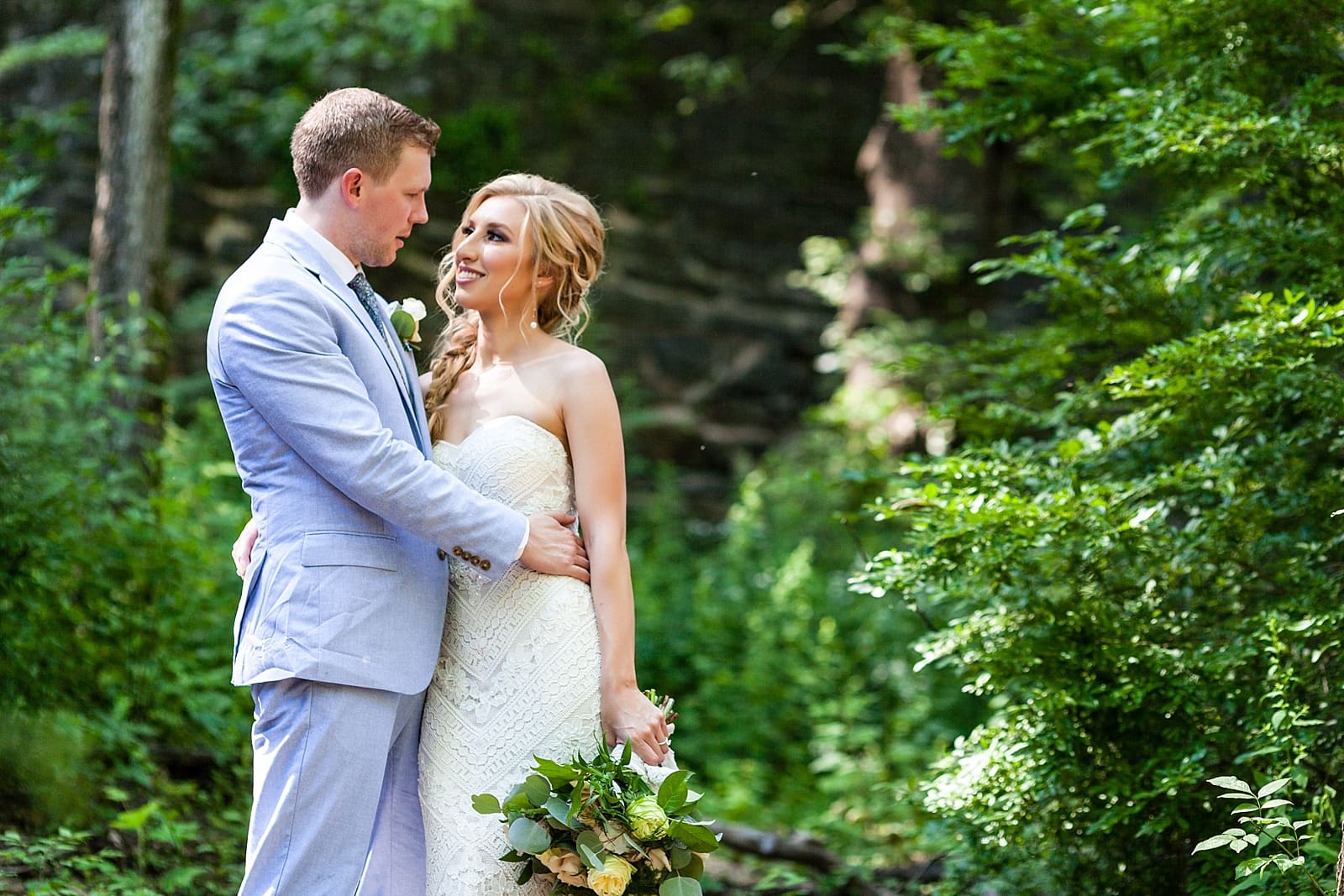 bride and groom, husband and wife, wedding portrait, outdoor wedding, Morris Arboretum wedding