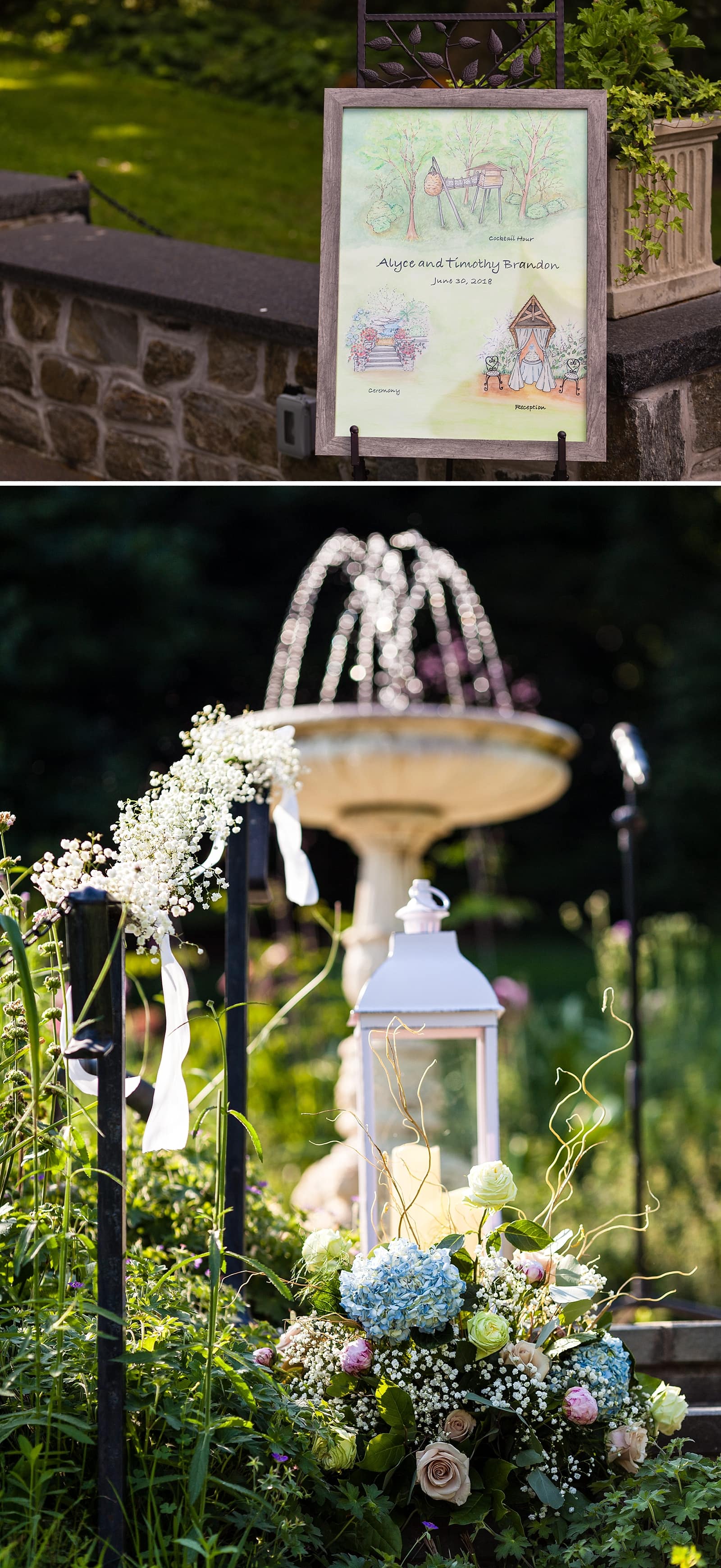 Wedding reception, wedding ceremony, Morris Arboretum, outdoor wedding, floral details