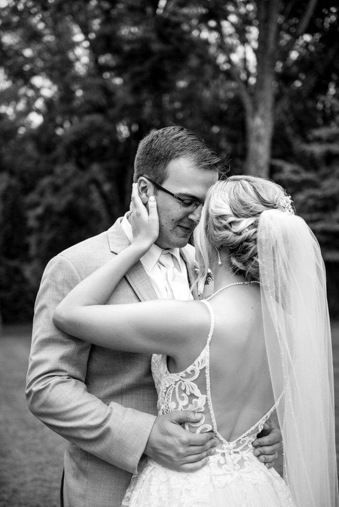 black and white portrait, outdoor wedding portrait, intimate wedding portrait