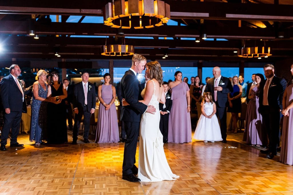 Bride & Groom share a first dance during their Chubb Conference Center wedding