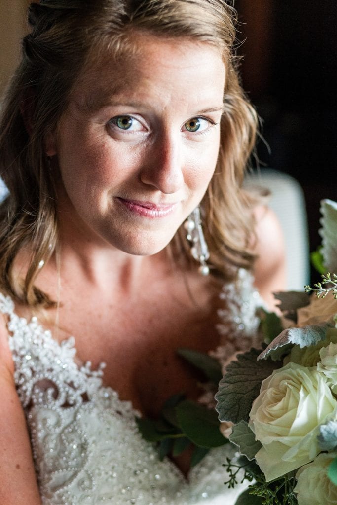 Window lit bridal portrait