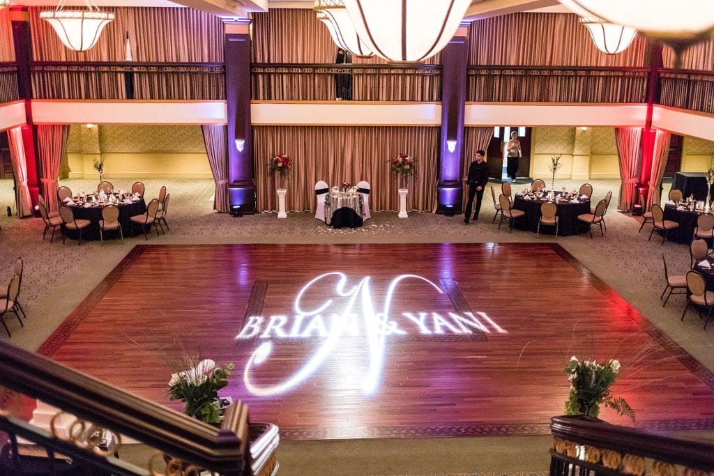 Monogrammed dance floor at the Collingswood Ballroom.