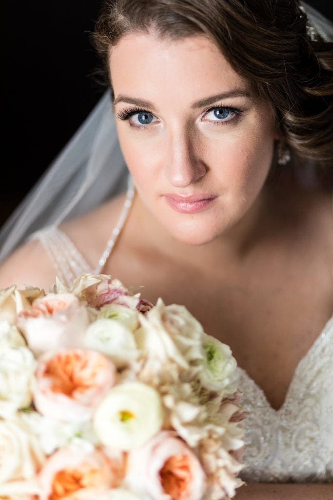 traditional bridal portrait, window lit portrait, bridal portrait, bouquet
