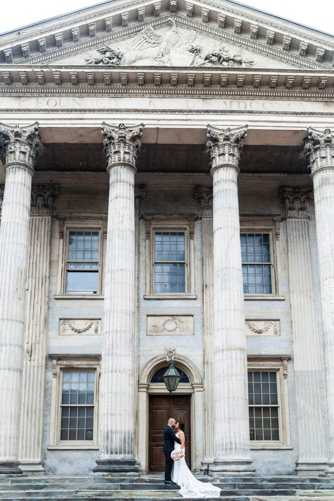 First National Bank, Old City Philadelphia, outdoor wedding portrait, architecture