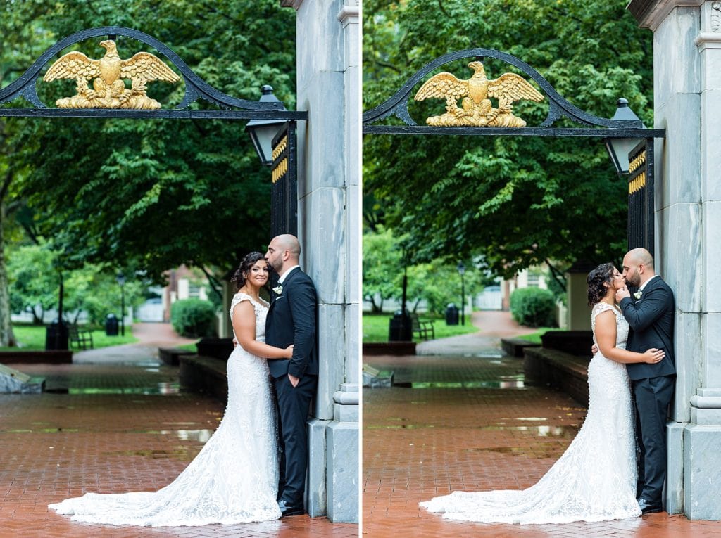 outdoor wedding portrait, romantic wedding portrait,