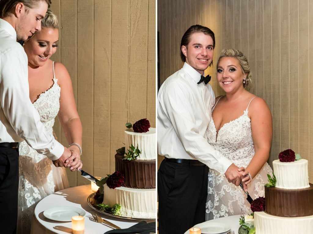 Cake Cutting during an Audubon Center wedding. Ashley Gerrity Photography