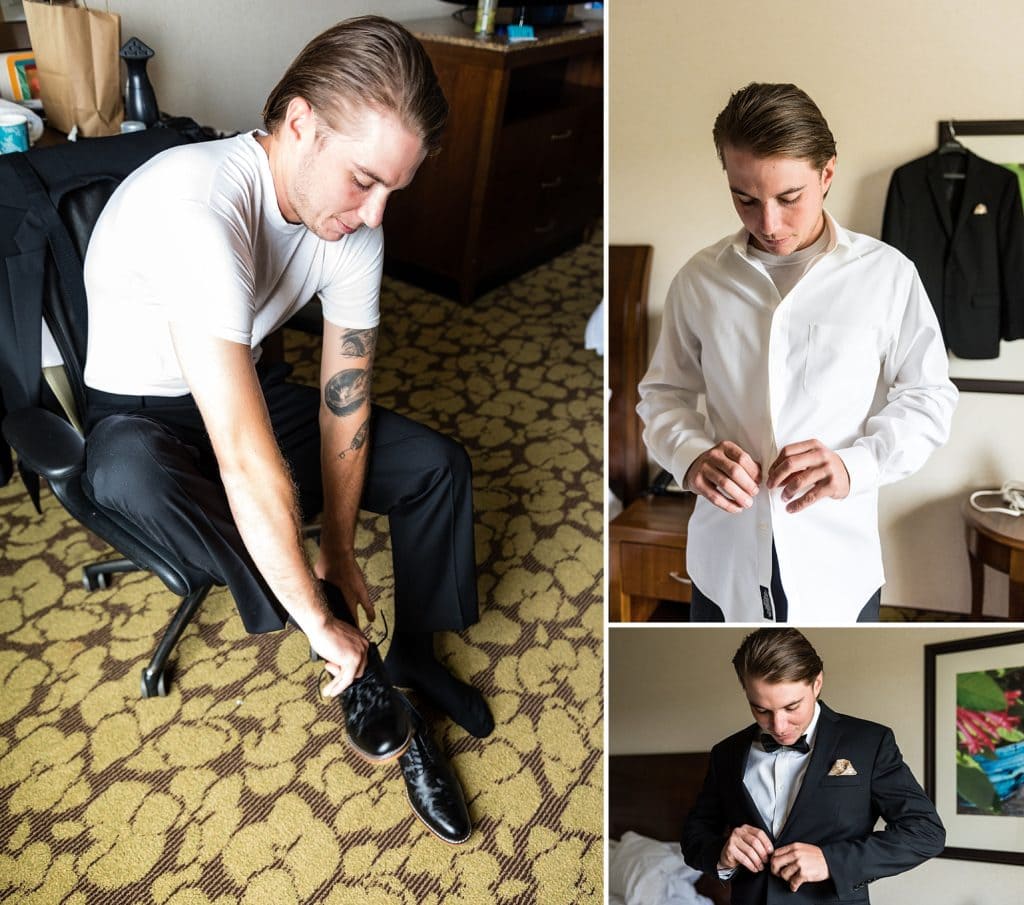 Groom getting ready