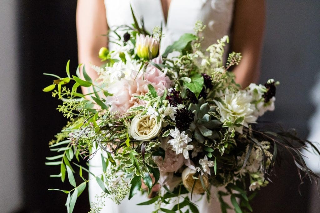 Bride, bride with bouquet, bridal bouquet, Devon and Pinkett