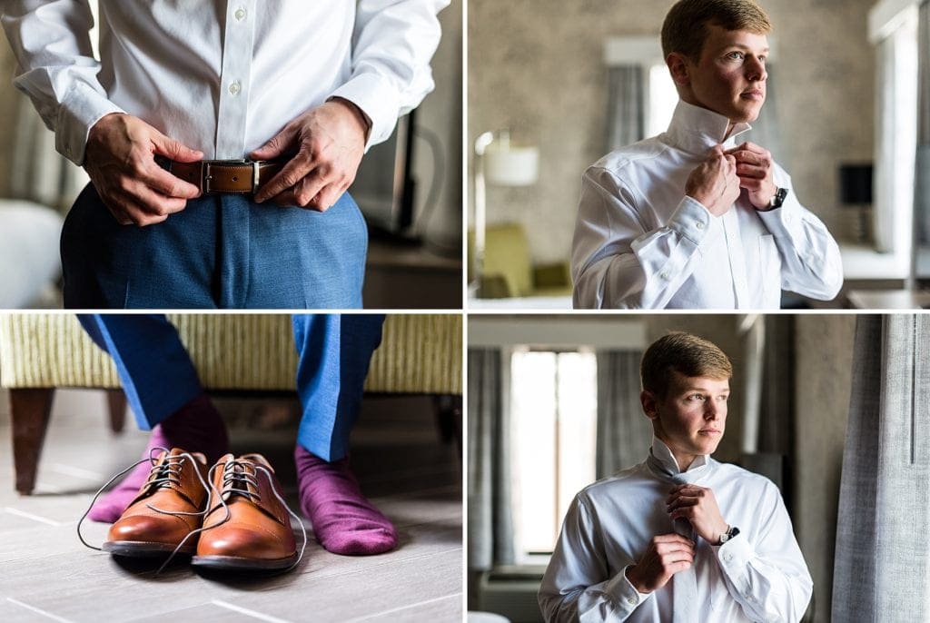 Groom getting ready for his wedding day in Philadelphia