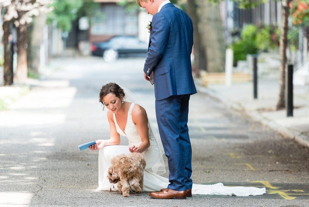 Bride's first look with her dog