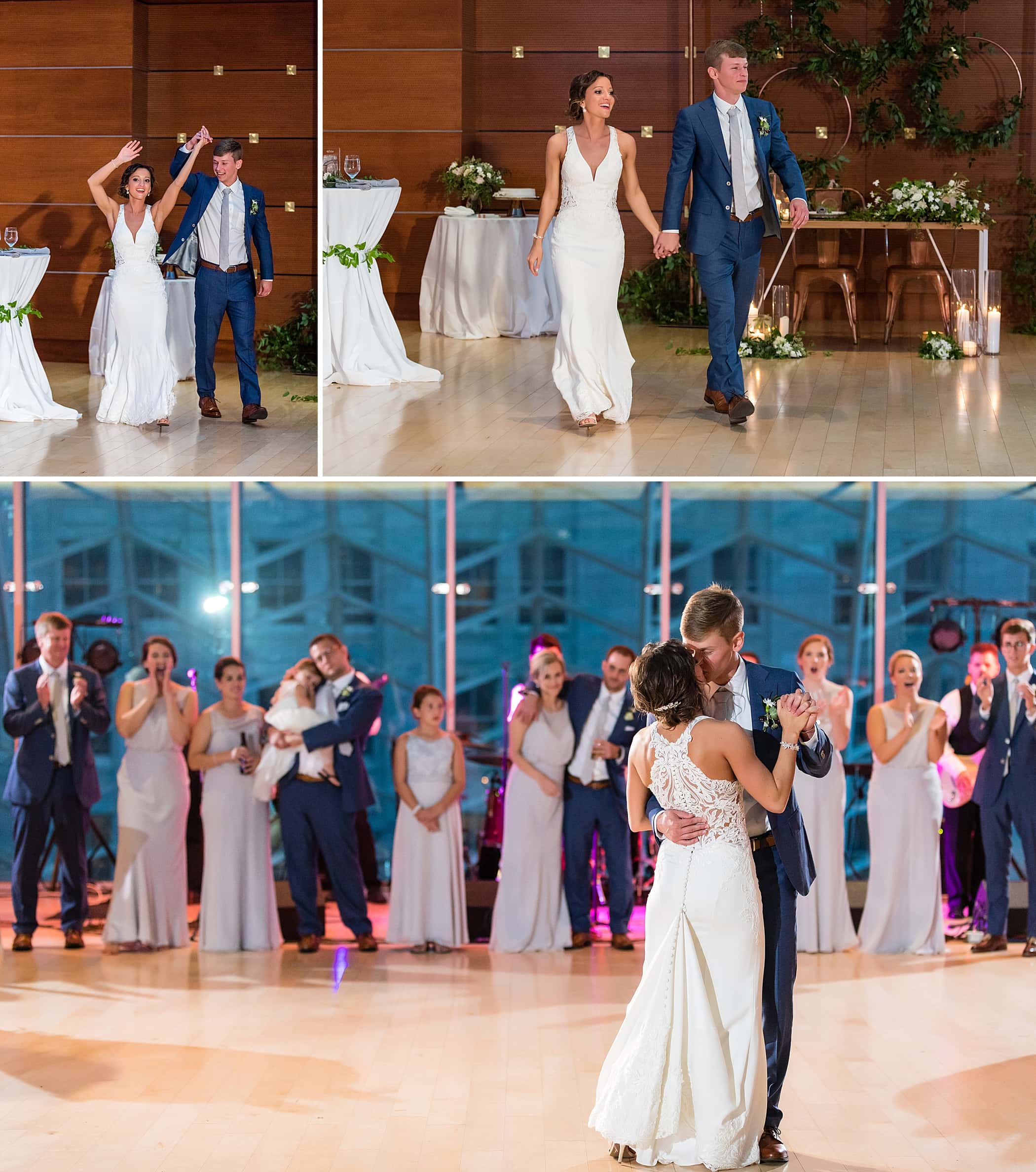 Bride & groom enter their Kimmel Center wedding reception and begin their first dance