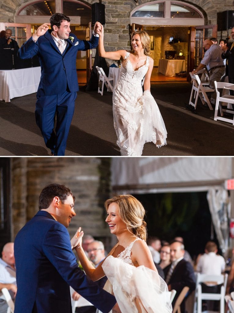 Bride & Groom dance in for their wedding reception