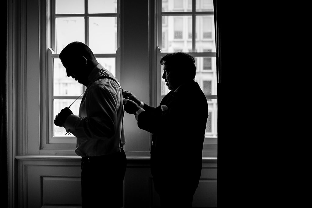 father of the groom, silhouette, wedding day prep