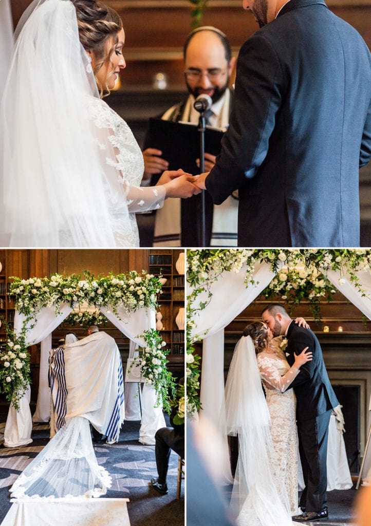 Jewish wedding ceremony, wedding ceremony, le meridien philadelphia, first kiss