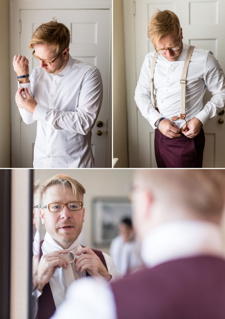 groom getting ready before his Manor House at Prophecy Creek wedding