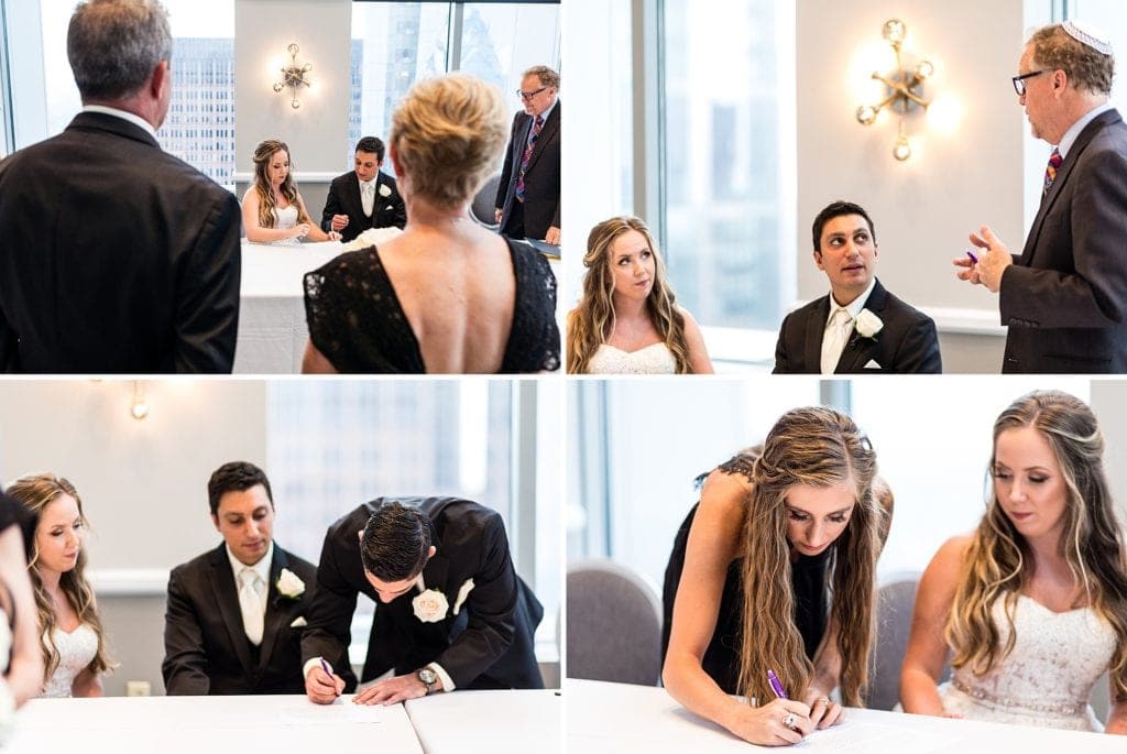 Ketubah signing, jewish ceremony, bride and groom, getting married