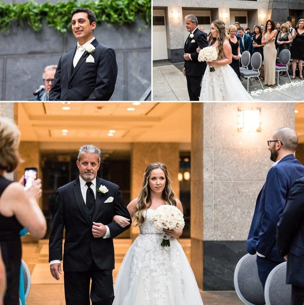 groom walking down aisle, bride walking down aisle, father of the bride, wedding ceremony