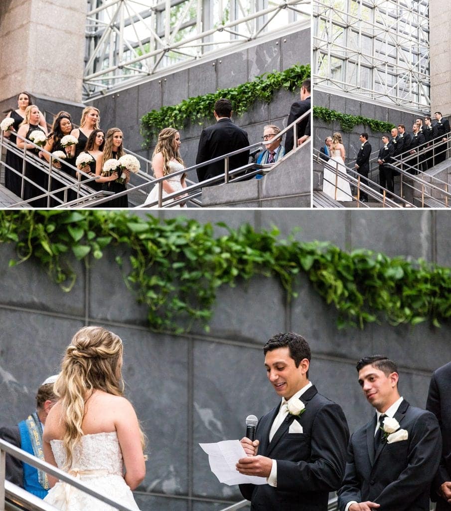 wedding ceremony, BNY Mellon Center Atrium, exchange vows