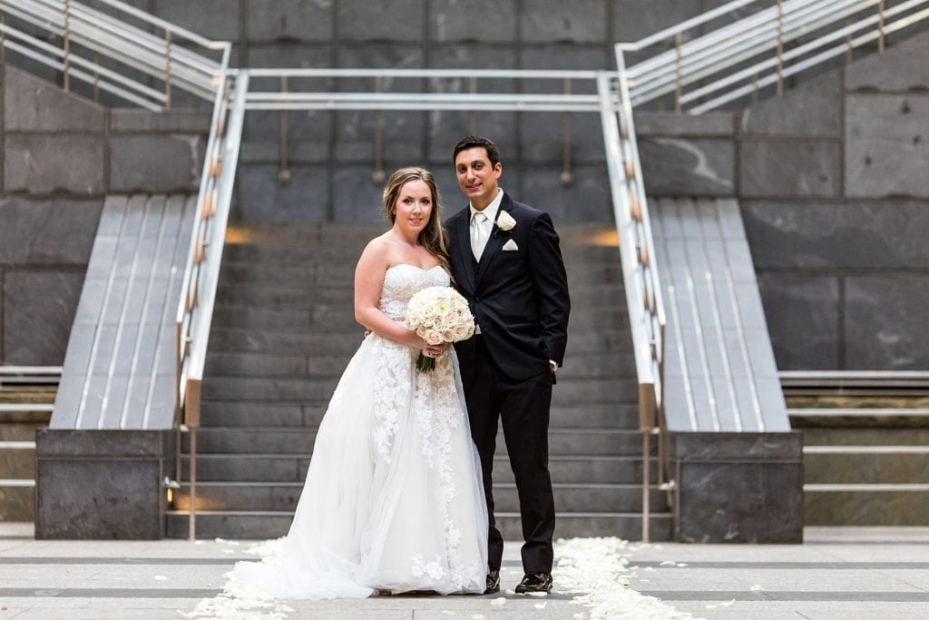 Traditional wedding portrait, bride and groom,