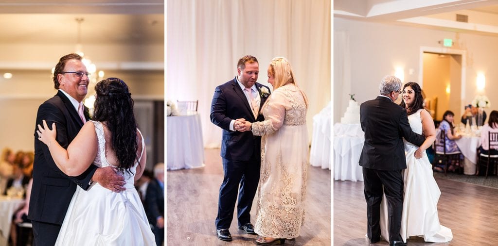 parent dances, father of the bride, step father of the bride, mother of the groom, mother son dance, father daughter dance