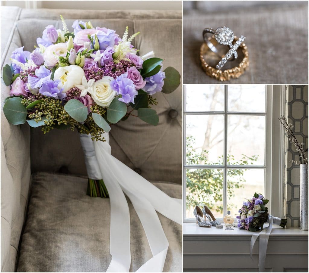 Spring colored flowers from Fabuflorals and mixed metal wedding rings from Testa Jewelers | Ashley Gerrity Photography