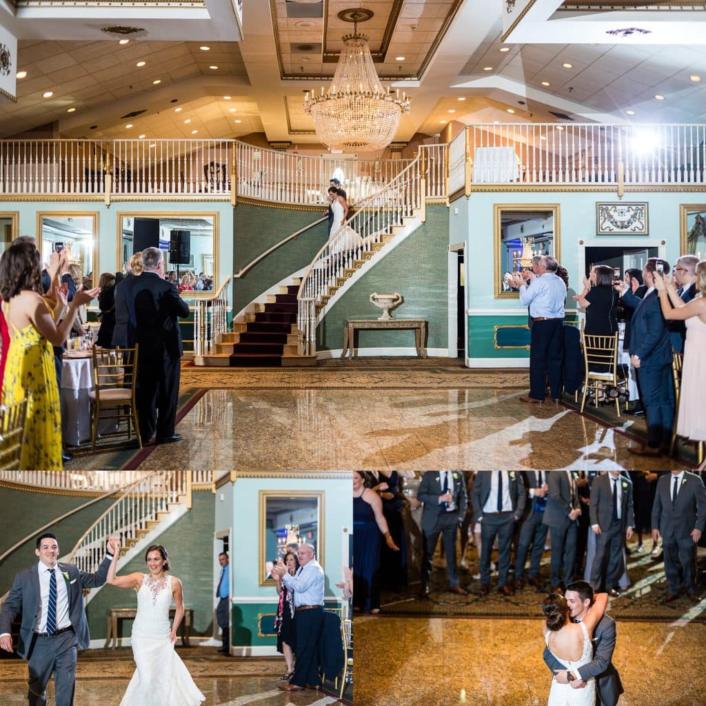 Bride and groom enter the ballroom at the Mendenhall Inn | Ashley Gerrity Photography www.ashleygerrityphotography.com
