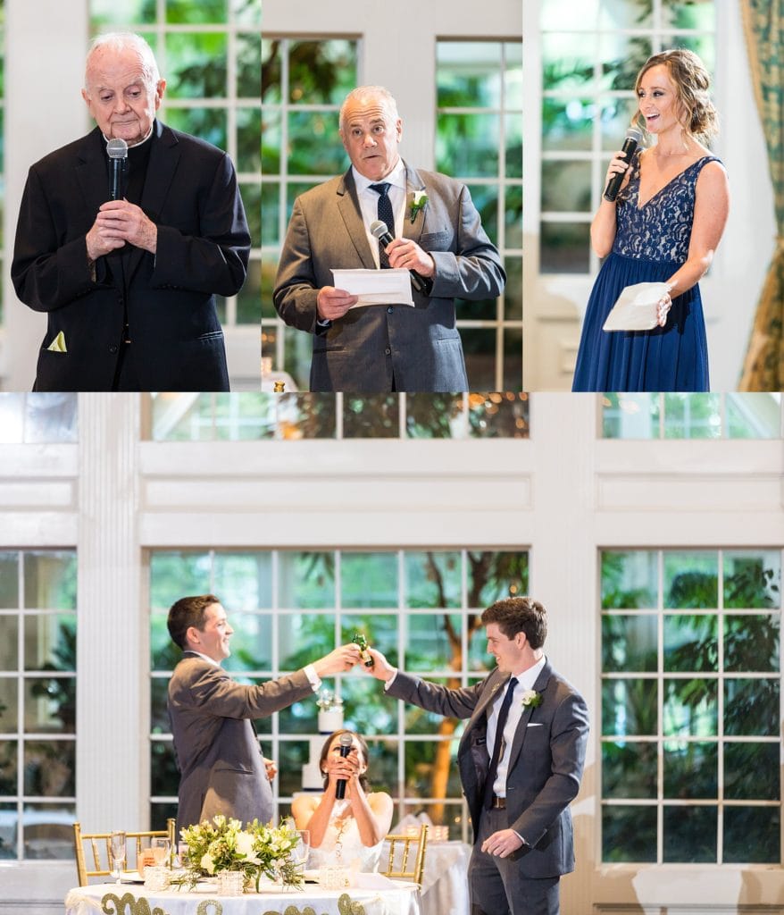 Blessing from the preist and toast from friends and family at the Mendenhall inn | Ashley Gerrity Photography www.ashleygerrityphotography.com