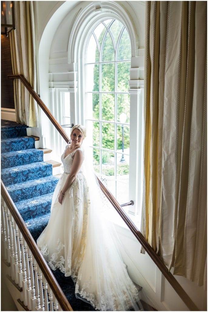 Portrait of bride in Maggie Sottero dress at Union League Golf Club Wedding | Ashley Gerrity Photography www.ashleygerrityphotography.com