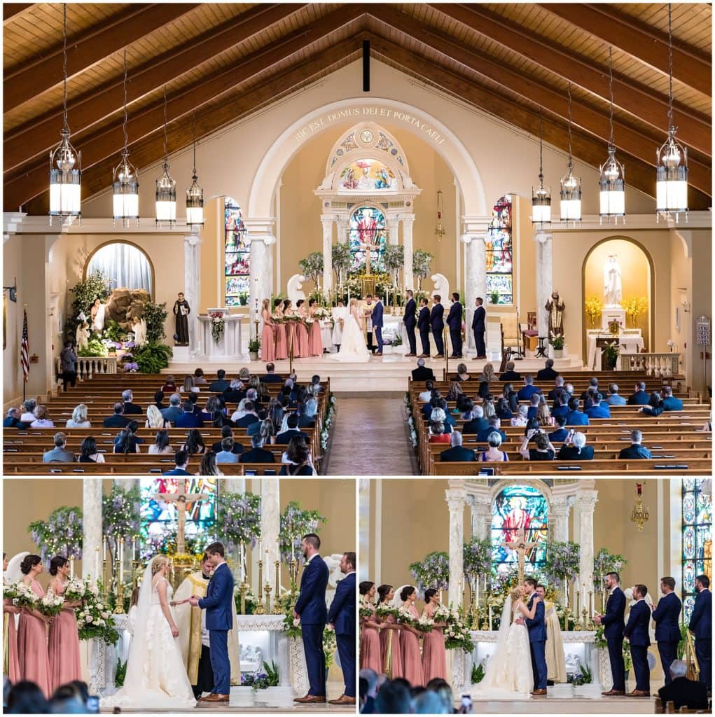 Ring exchange and first kiss at st bede the vernerable wedding | Ashley Gerrity Photography www.ashleygerrityphotography.com