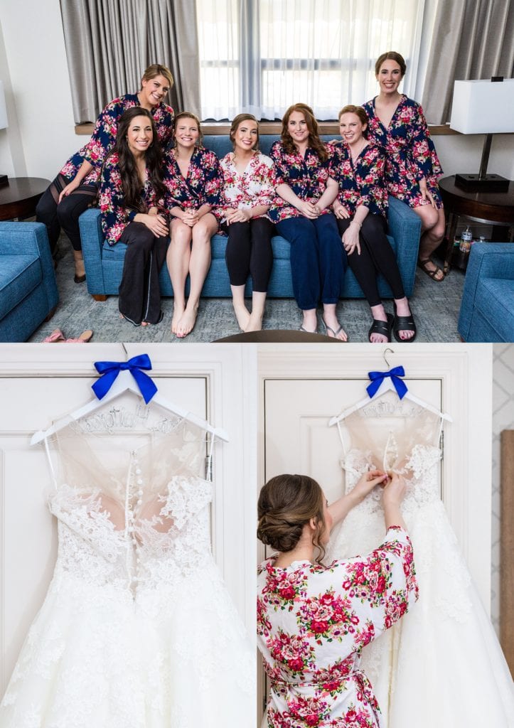 Bride hanging out with bridesmaids in matching robes | Ashley Gerrity Photography www.ashleygerrityphotography.com