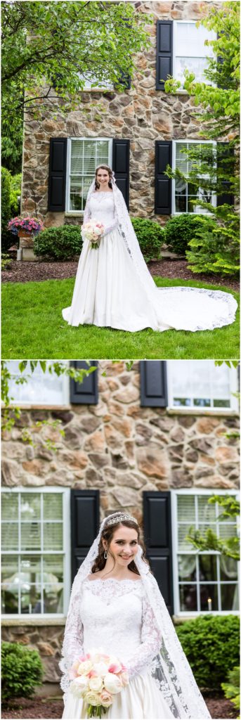 outdoor portraits of bride with her bouquet