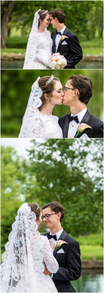 outdoor portraits of bride and groom in the Allentown Rose Garden