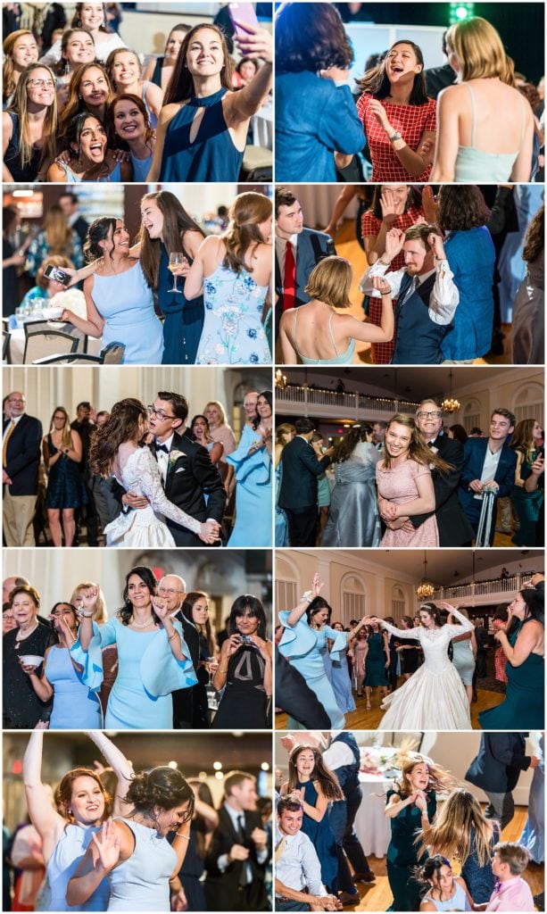 collage of wedding reception fun