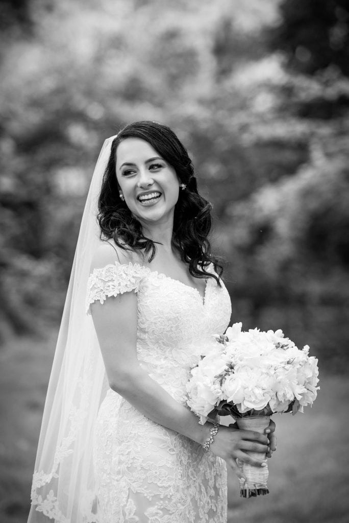 Black and white portrait of bride at Anthony Wayne House Wedding | Ashley Gerrity Photography www.ashleygerrityphotography.com