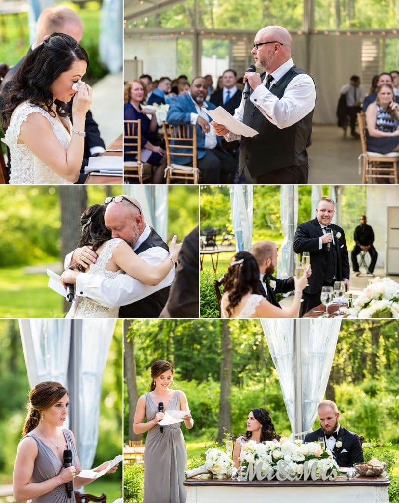 Touching toasts from friends and family at Anthony Wayne House Wedding | Ashley Gerrity Photography www.ashleygerrityphotography.com