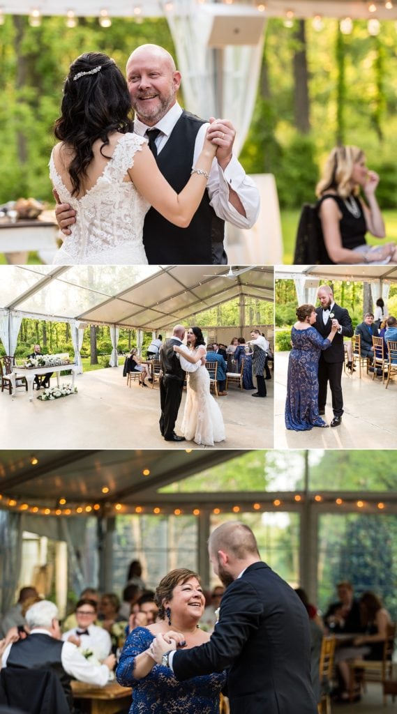 Mother son father daughter dances at Anthony Wayne House Wedding | Ashley Gerrity Photography www.ashleygerrityphotography.com