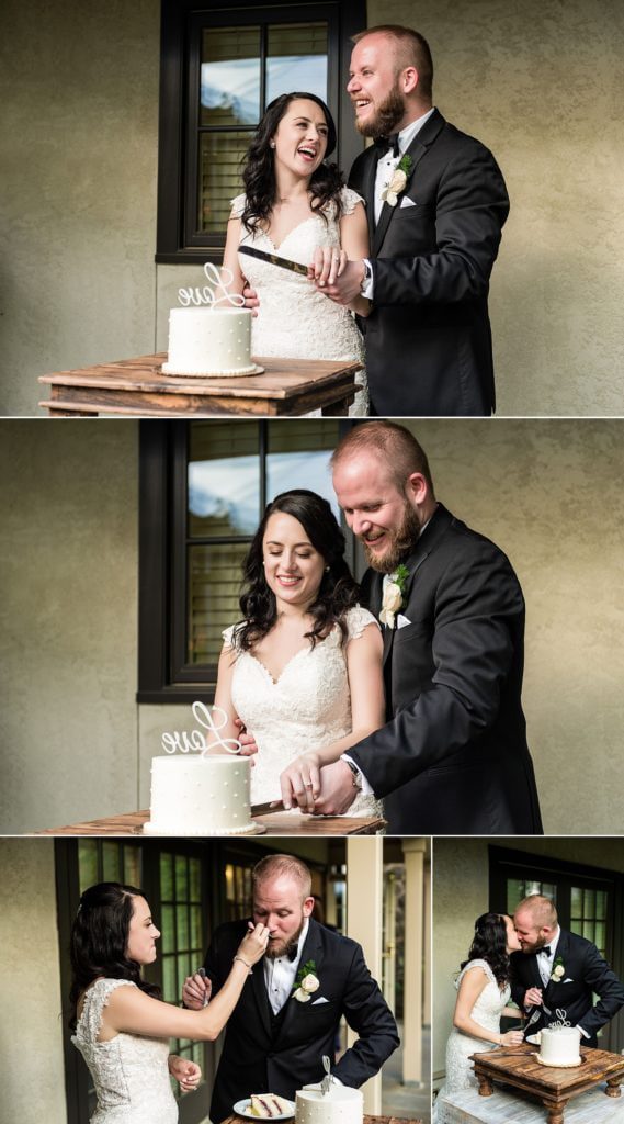 Bride and groom cut the cake at Anthony Wayne House Wedding | Ashley Gerrity Photography www.ashleygerrityphotography.com