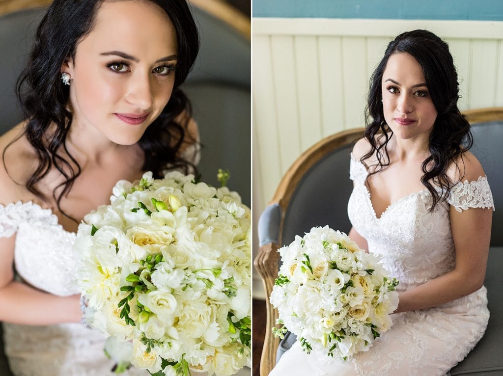 Portraits of bride with bouquet from Marcus Hook Florist | Ashley Gerrity Photography www.ashleygerrityphotography.com