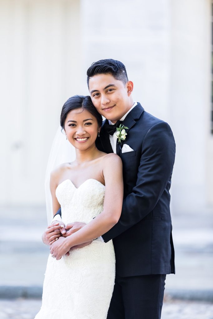 Bride and groom together at Merchant Exchange Building | Ashley Gerrity Photography www.ashleygerrityphotography.com