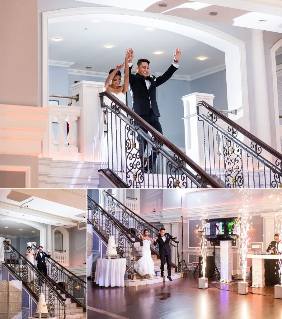 Bride and groom making an entrance at Arts Ballroom Reception | Ashley Gerrity Photography www.ashleygerrityphotography.com