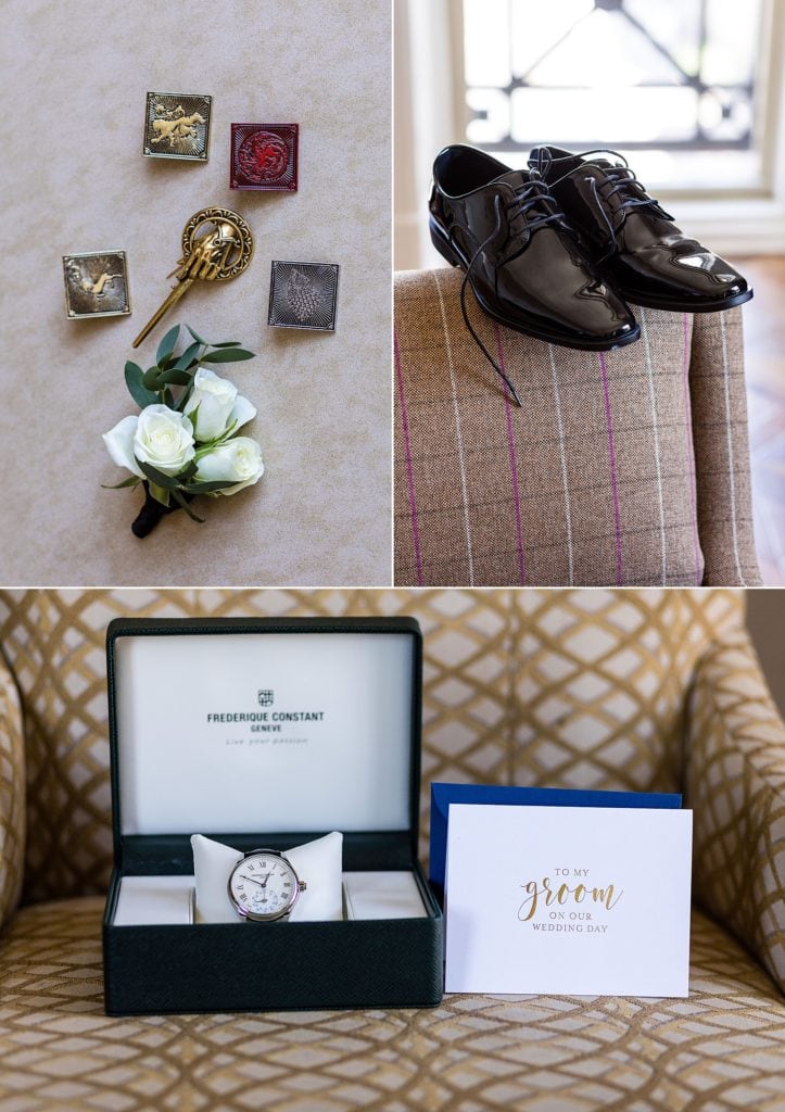 Groom Details and Frederique Constant watch from the bride | Ashley Gerrity Photography www.ashleygerrityphotography.com