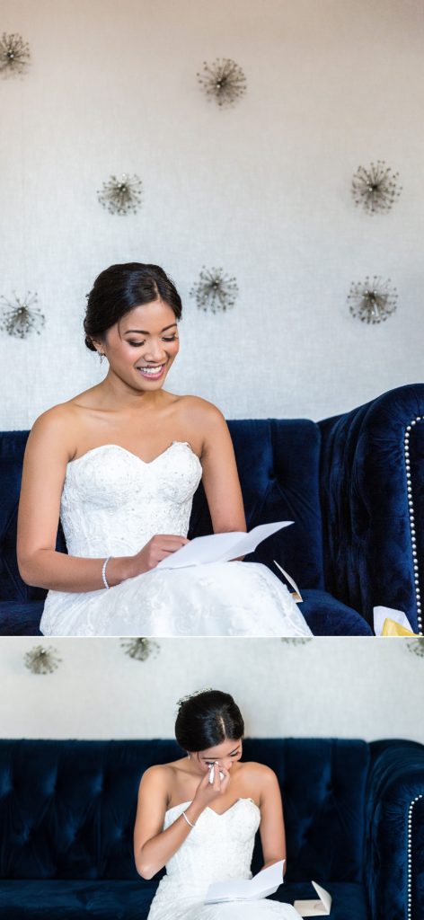 bride reading letter from her groom before | Ashley Gerrity Photography www.ashleygerrityphotography.com