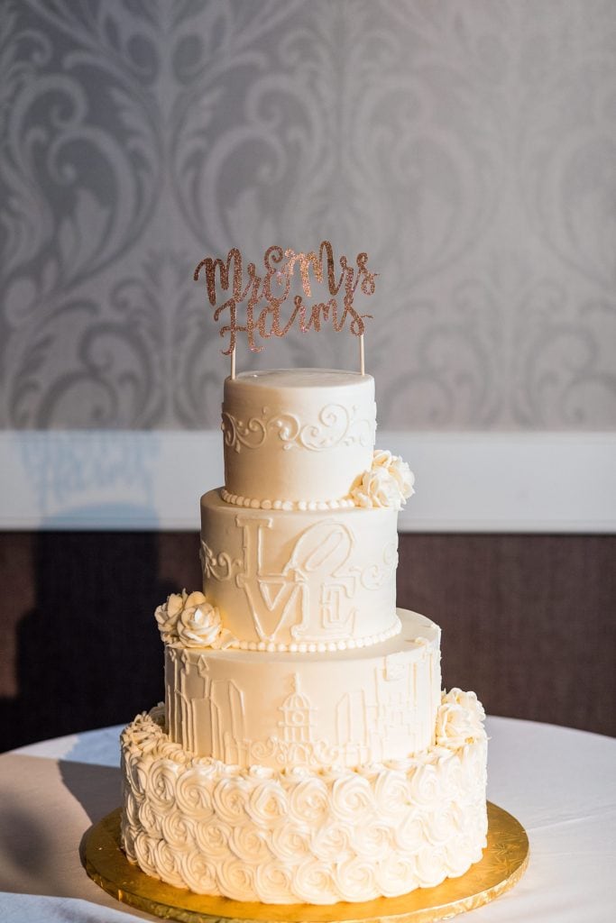 Philadelphia themed wedding cake from Bredenbecks | Ashley Gerrity Photography www.ashleygerrityphotography.com