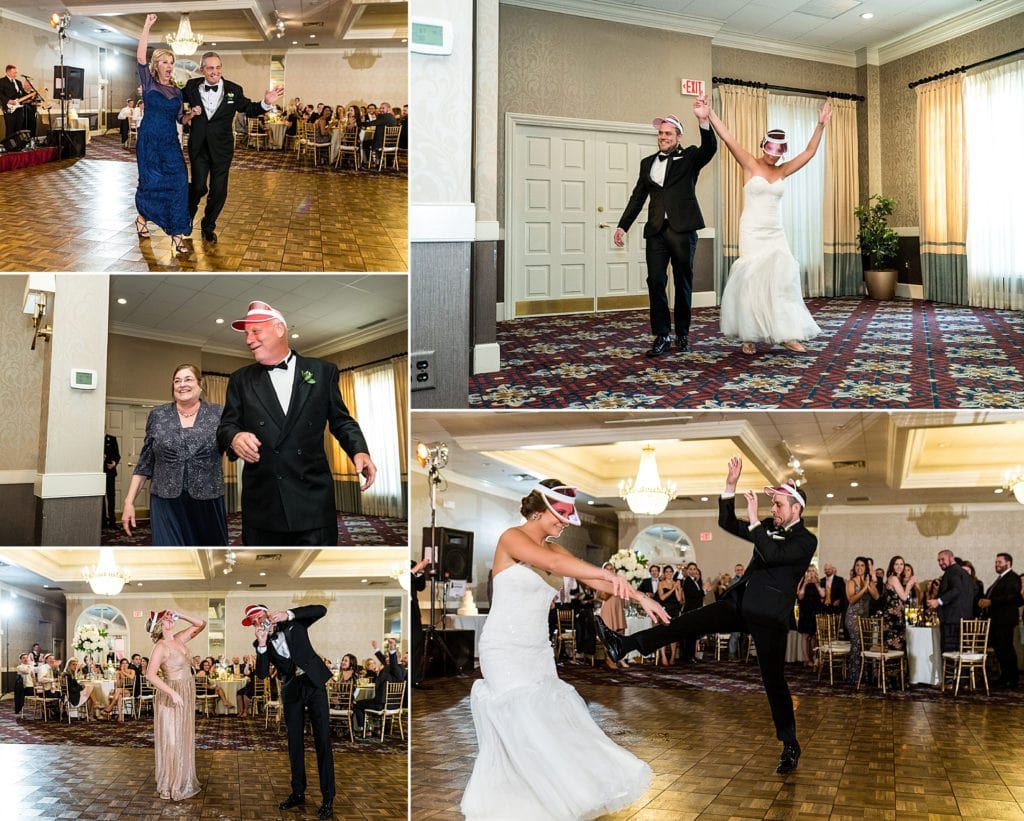 Fun entrance by bride and groom at Green Valley Country Club Wedding | Ashley Gerrity Photography www.ashleygerrityphotography.com