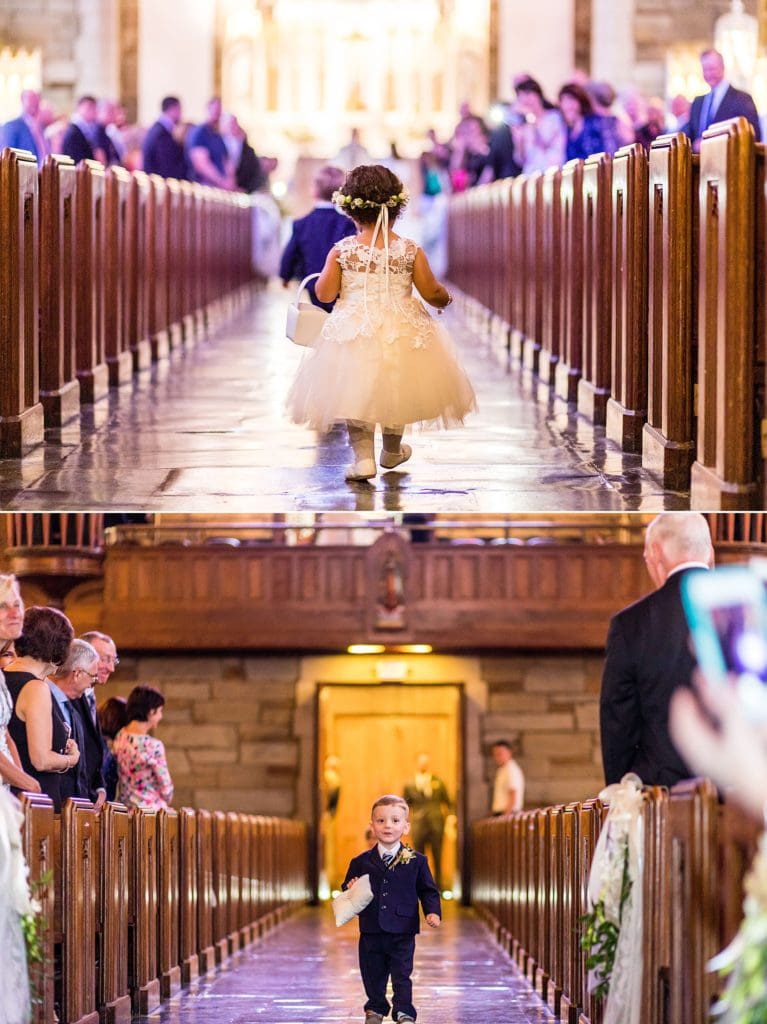 Flower girl and ring bearer making their way down the aisle | Ashley Gerrity Photography www.ashleygerrityphotography.com