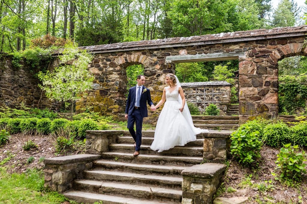 Bride and groom take a stroll in Parque Ridley Creek Wedding | Ashley Gerrity Photography www.ashleygerrityphotography.com