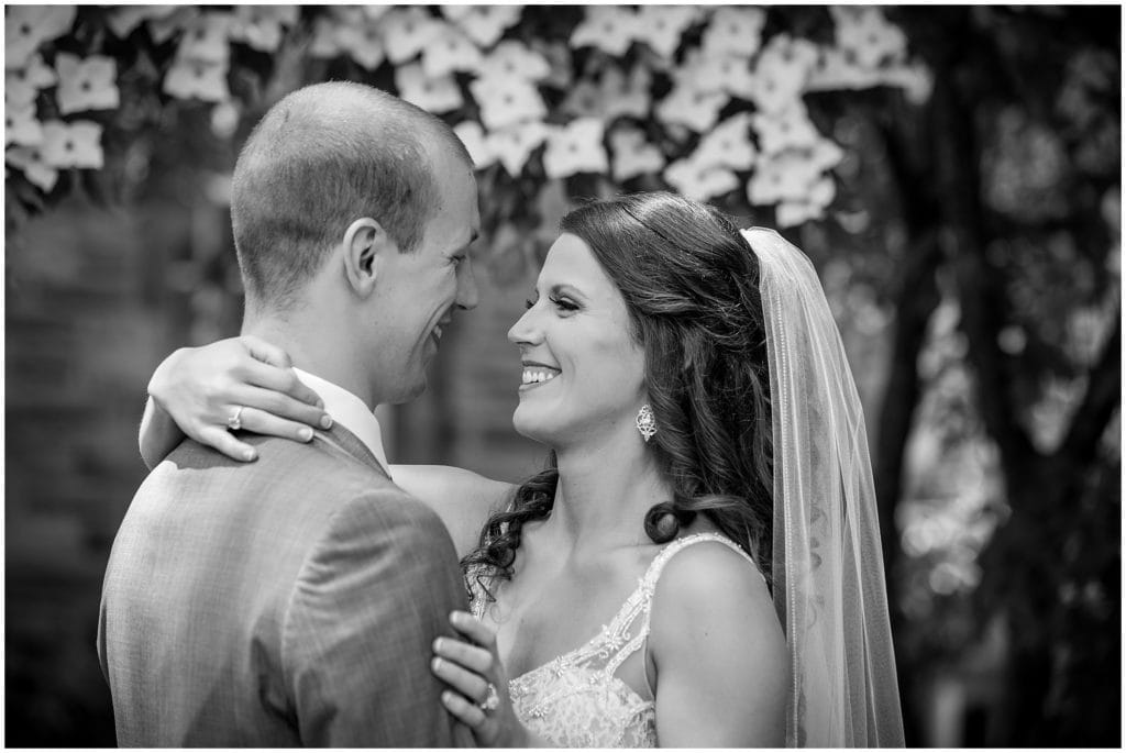 traditional black and white bride and groom portrait